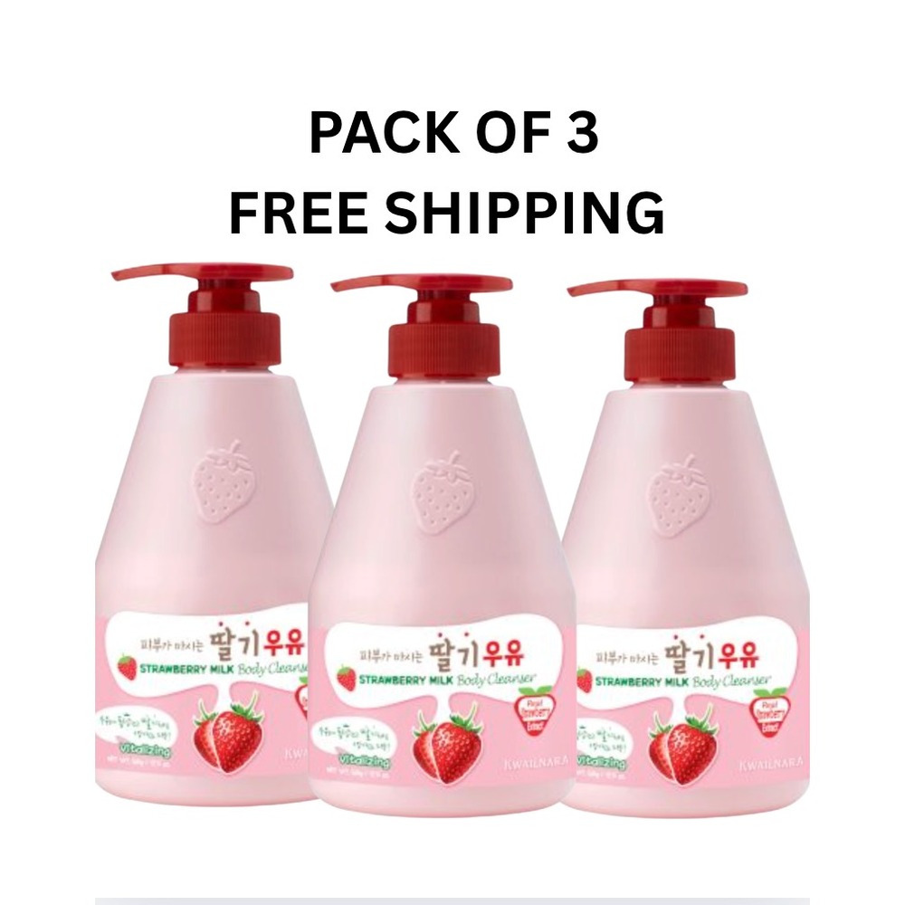 ( PACK OF 3) WELCOS KWAILNARA Strawberry Milk Body Cleanser [MADE IN KOREA]
